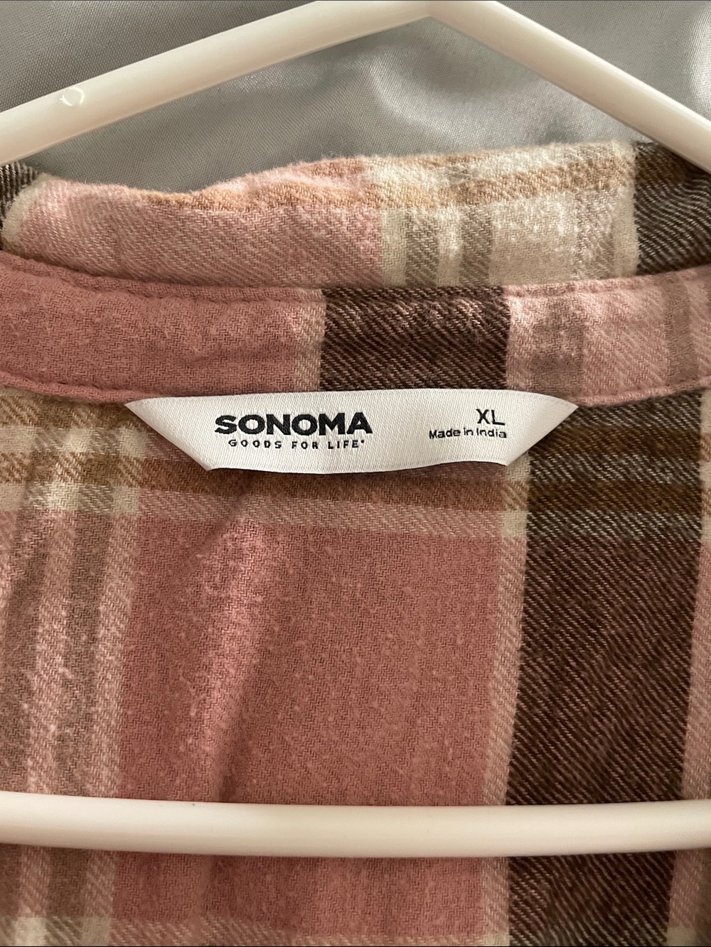Plaid Button-Down Shirt in Pink and Brown - Relaxed Fit - Picture 3 of 3